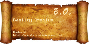 Beslity Orsolya névjegykártya
